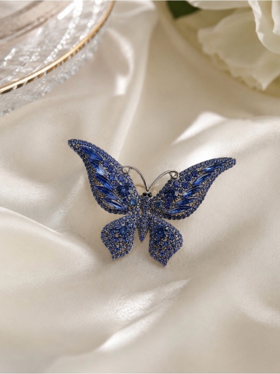 Anthropologie Jewelry - NEW! Luxury Blue Crystal Butterfly Brooch. Blue Morpho Pin. 🦋 A1-28